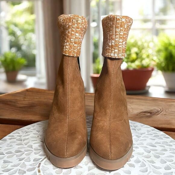 Donald J. Pliner Sindie Leather Suede Womens Knit Cuffed Booties Boots - Picture 3 of 13